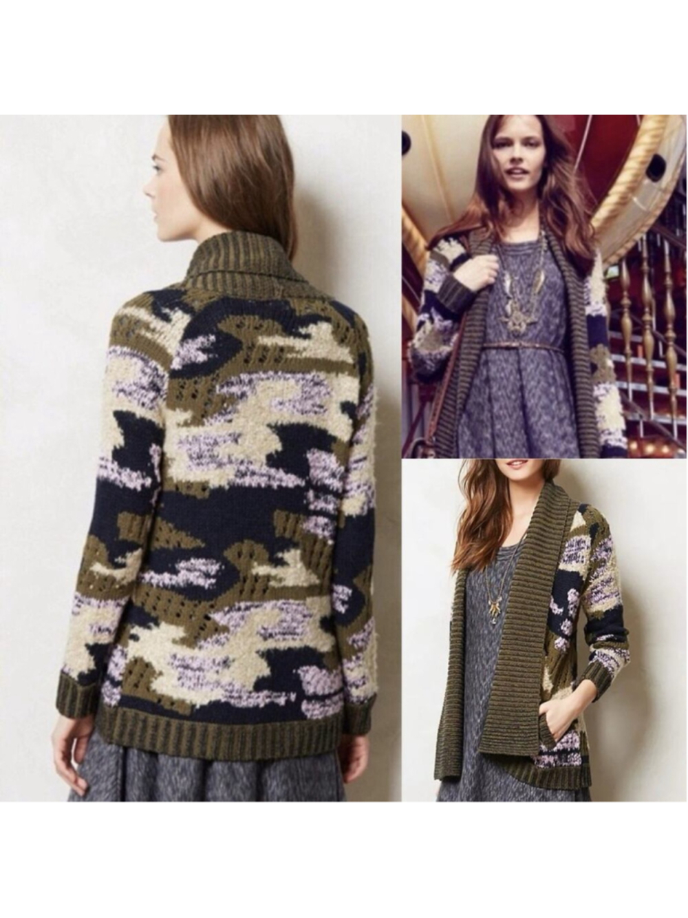 Anthropologie Sleeping on Snow Chunky Ribbed Shawl Alpaca Blend Cardigan S